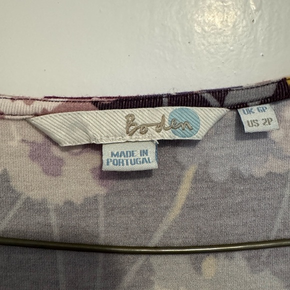 Boden Twist Front Purple Floral Printed Midi Dress US2P - Picture 3 of 4